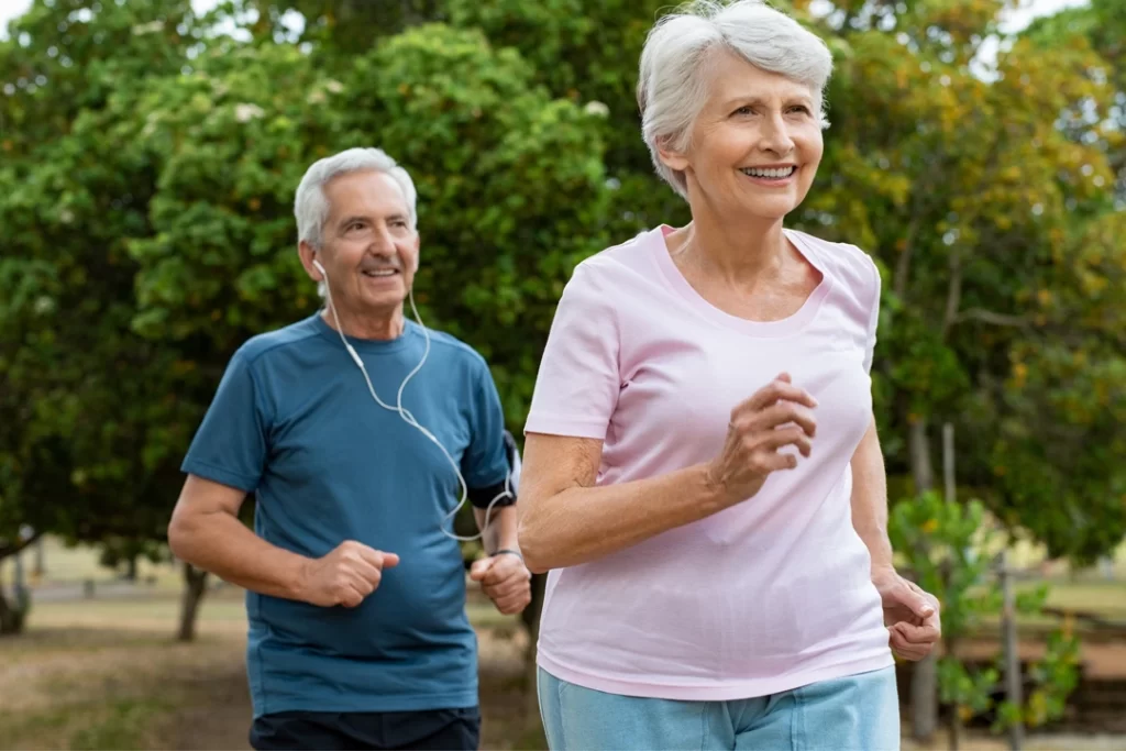 Senior Couple reliving after back pain natural treatment.