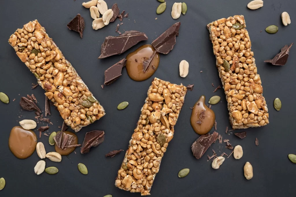 cholate and peanuts protein bars. 