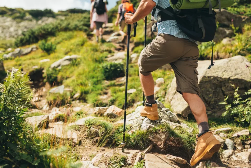 Man hiking on the mountain. 