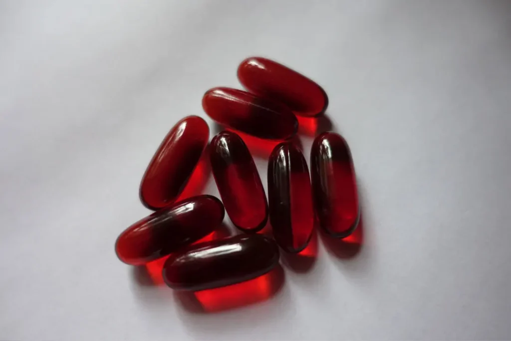 krill oil pills on white background