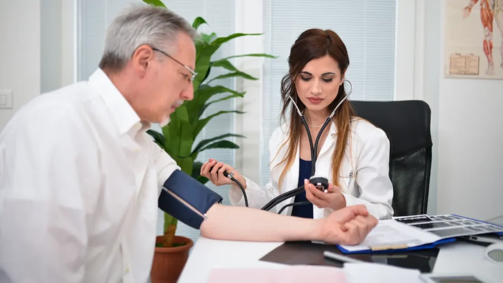 Doctor checking heart health