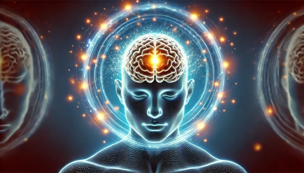 A conceptual illustration of the human brain with glowing neural connections, symbolizing the gradual cognitive and emotional benefits of Ashwagandha, surrounded by a calming blue aura.