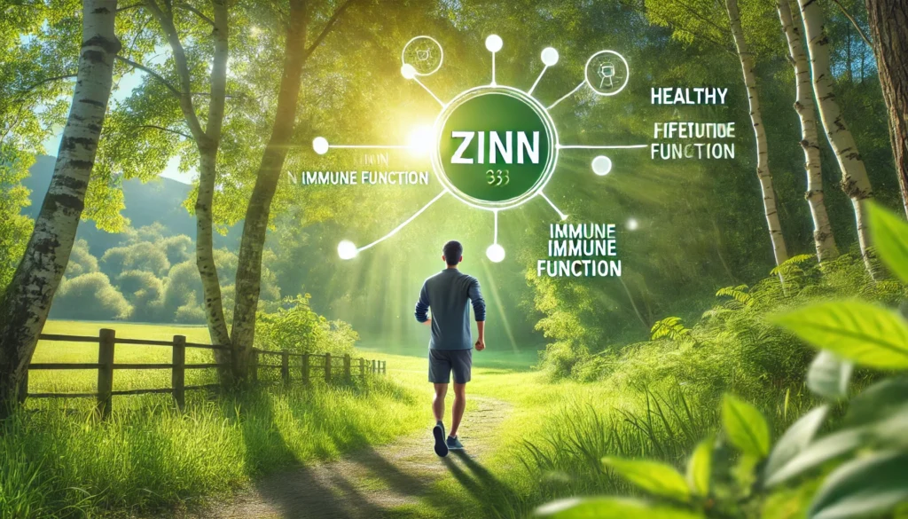 A health-conscious individual walking outdoors on a sunny day in a green, vibrant environment, emphasizing the connection between physical activity, overall well-being, and immune health.