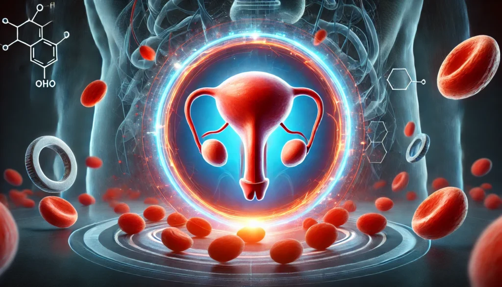 A conceptual 3D illustration of a healthy prostate gland surrounded by a protective red antioxidant energy field, symbolizing the benefits of lycopene supplements, with a dark medical-themed background.