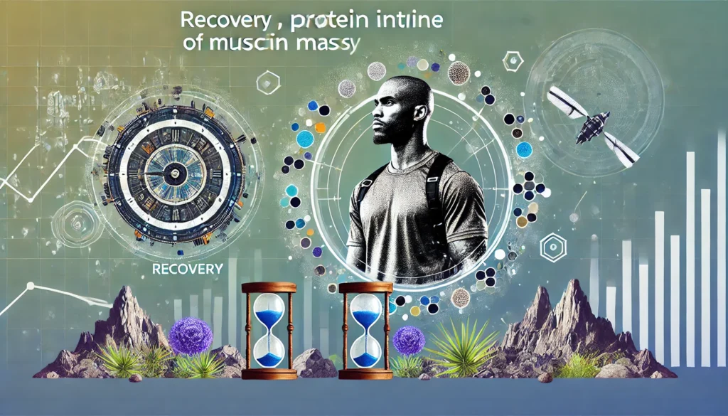 A gym scene illustrating muscle regrowth after a period of inactivity, with an athlete regaining lost muscle mass through resistance training. The background emphasizes recovery, protein intake, and consistency.