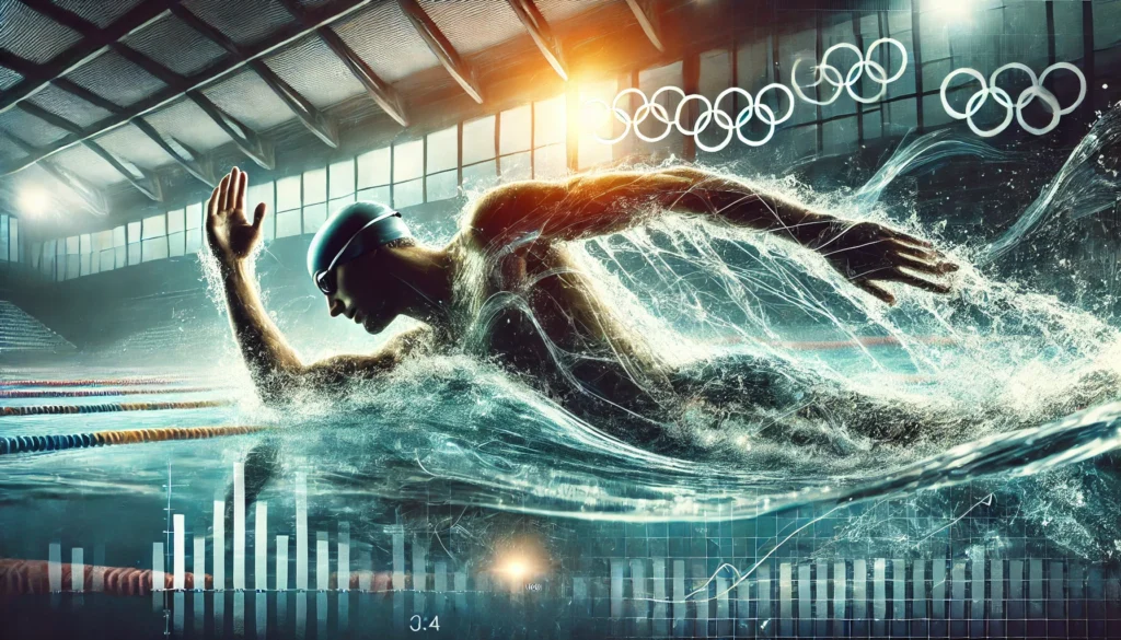 A dynamic image of a person swimming laps in an Olympic-sized pool, showcasing swimming as a top cardiovascular workout for endurance and fitness.